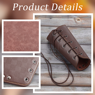 Tartan Pattern Imitation Leather Cuff Wristband for Bikers(AJEW-WH0258-937A)-4