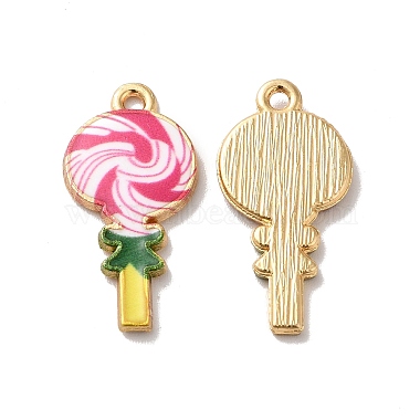 Golden Pink Lollipop Alloy+Enamel Pendants