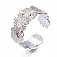 Non-Tarnish 304 Stainless Steel Leaf Wrap Open Cuff Ring(RJEW-T023-27P)-3