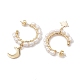 Moon & Star Natural Pearl Dangle Half Hoop Earrings(EJEW-JE05895-01)-4