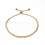 Ion Plating(IP) 304 Stainless Steel Ball Chains Slider Bracelet for Women, Real 14K Gold Plated, 9-7/8 inch(25cm)(BJEW-E074-01G)