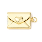 Eco-Friendly Rack Plating Brass Pendants, with Jump Ring, Lead Free & Cadmium Free, Long-Lasting Plated, Envelope Charm, Real 18K Gold Plated, 22x14.5x7mm, Hole: 3.5mm(KK-F848-08G)