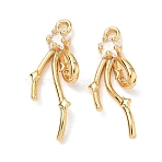 Brass Micro Pave Cubic Zirconia Pendants, Star Charms, Nickel Free, Real 18K Gold Plated, Clear, 21x9x4mm, Hole: 1.4mm(KK-A281-21G-01)