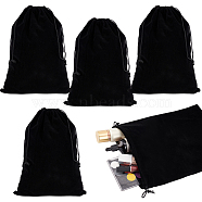 Velvet Cloth Drawstring Pouches, Jewelry Bags, Rectangle, Black, 34.8x24.6cm(TP-WH0015-09C)