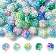 50Pcs 5 Colors Imitation Pearl Acrylic Beads, Berry Beads, Combined Beads, Round, Green, 12mm, Hole: 1mm, 10pcs/color(OACR-FS0001-62B)