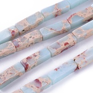 Synthetic Imperial Jasper Beads Strands, Dyed, Cuboid, Light Blue, 12~13.5x4~4.5mm, Hole: 0.8mm, about 29pcs/strand, 14.96 inch~15.19 inch(38~38.6cm)(G-E508-02I)