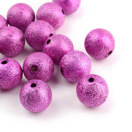 Spray Painted Acrylic Beads, Matte Style, Round, Magenta, 6mm, Hole: 1.5mm, about 4700pcs/500g(ACRP-Q018-6mm-018)