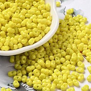 Baking Paint Glass Seed Beads, Peanut, Yellow, 5.5~6x3~3.5x3mm, Hole: 1~1.2mm, about 4000pcs/pound(SEED-K009-01A-08)