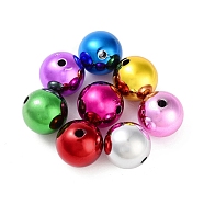 UV Plating Rainbow Iridescent Acrylic Beads, Round, Mixed Color, 15~15.5mm, Hole: 2.5mm(X-OACR-F009-02)