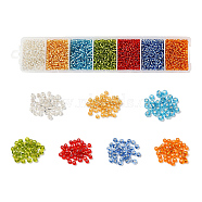3500Pcs 7 Colors 12/0 Glass Round Seed Beads, Silver Lined Round Hole Beads, Small Craft Beads, for DIY Jewelry Making, Mixed Color, 2mm, about 500pcs/color(SEED-YW0001-23)