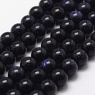 Blue Goldstone Beads Strands, Round, 8mm, Hole: 1mm, about 49pcs/strand, 14.5~15 inch(G-D840-81-8mm)