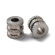 303 Stainless Steel Beads, Column, Stainless Steel Color, 5.5x5.5mm, Hole: 2.5mm(STAS-Q302-04A-P)
