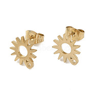 Ion Plating(IP) 304 Stainless Steel Stud Earring Findings, Sun, Golden, 10.5x9.5mm, Hole: 1.2mm, Pin: 0.7x11mm(STAS-I206-01G)