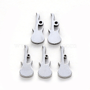 304 Stainless Steel Charms, Laser Cut, Guitar, Stainless Steel Color, 15x6x1mm, Hole: 0.8~1.2mm(X-STAS-N092-45)
