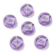 Plating Transparent Acrylic Beads, Metal Enlaced, Flat Round with Rhombus Pattern, Dark Orchid, 15~15.5x4.5~5mm, Hole: 1.8mm, about 606pcs/500g(OACR-G016-07K)