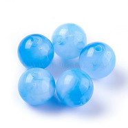 Acrylic Imitation Jade Beads, Round, Dodger Blue, 7.5~8x7mm, Hole: 1.8mm, about 1900pcs/500g(MACR-E025-25E-8mm)