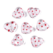 Transparent Printed Acrylic Beads, Heart, Red, 16.5x18x7mm, Hole: 1.5mm(OACR-H124-03A)