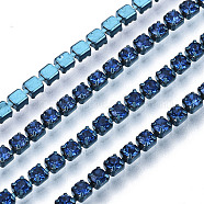 Electrophoresis Iron Rhinestone Strass Chains, Rhinestone Cup Chains, with Spool, Light Sapphire, SS8.5, 2.4~2.5mm, about 10yards/roll(CHC-Q009-SS8.5-B11)