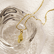 Stainless Steel Shell Shape Pendant Necklace for Women, Golden, 15.75 inch(40cm)(WM5854-1)