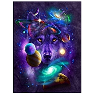 Universe Planet Fox Pattern 5D Diamond Painting Kits for Adult Beginners, DIY Full Round Drill Picture Art, Rhinestone Gem Paint Kits for Home Wall Decor, Midnight Blue, 400x300mm(PW-WG71723-01)