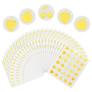 Round Dot Paper Sealing Stickers, Self-Adhesive Gift Decals for Packaging, Gold Color, Fruit, 150x164x0.2mm, Sticker: 25mm, 30pcs/sheet(DIY-WH0349-137D)
