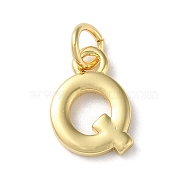 Rack Plating Brass Pendants, Cadmium Free & Lead Free, Long-Lasting Plated, Real 18K Gold Plated, Letter Q, 12.5x8.5x1.5mm, Hole: 3.2mm(KK-P245-06G-Q)