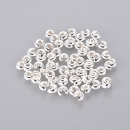 Iron Crimp Beads Covers, Cadmium Free & Nickel Free & Lead Free, Silver Color Plated, 3mm In Diameter, Hole: 1.2~1.5mm(X-IFIN-H028-NFS-NF)