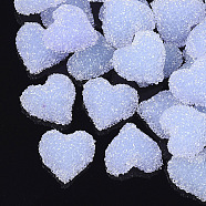 Resin Cabochons, with Crystal Grade A Rhinestones, Heart, Light Steel Blue, 19.5x20x8mm(CRES-Q213-01A)
