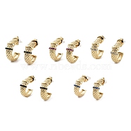 Glass Ring Stud Earrings, Golden 304 Stainless Steel Half Hoop Earrings, Mixed Color, 16.5x6mm(EJEW-P245-05G)