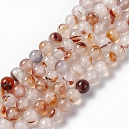 Natural Agate Beads Strands, Grade AB, Round, Sandy Brown, 8mm, Hole: 1.2mm, about 49pcs/strand, 14.96 inch(38cm)(G-C011-01A)