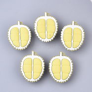 PVC Plastic Big Pendants, Durian, Yellow, 50x38x20.5mm, Hole: 1.8mm(X-SIL-T054-05)