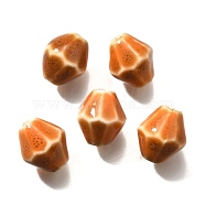 Handmade Porcelain Beads, Rhombus, Dark Orange, 11.5x10mm, Hole: 2mm(PORC-H013-01-03)