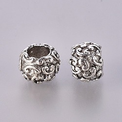 Tibetan Style Alloy European Large Hole Beads, Rondelle, Cadmium Free & Nickel Free & Lead Free, Antique Silver, 7.5x10mm, Hole: 4.5mm(X-TIBEB-7963-AS-NR)
