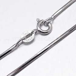 925 Sterling Silver Snake Chain Necklaces, with Spring Ring Clasps, Platinum, 20 inch, 0.75mm(NJEW-M153-15B-20)
