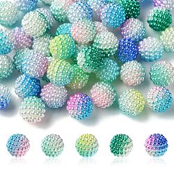 50Pcs 5 Colors Imitation Pearl Acrylic Beads, Berry Beads, Combined Beads, Round, Green, 12mm, Hole: 1mm, 10pcs/color(OACR-FS0001-62B)