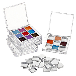 4Pcs DIY Refillable Plastic 9 Compartments Eyeshadow Palettes Sub Boxes, 36Pcs Square Removable Aluminum Pans, 18Pcs Double Sided Adhesive Stickers, for DIY Empty Eyeshadow, Mixed Color, 6.8x6.5x1.35cm(DIY-OC0011-32)