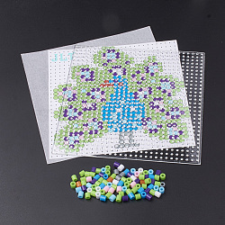DIY Melty Beads Fuse Beads Sets: Fuse Beads, ABC Plastic Pegboards, Pattern Paper and Ironing Paper, Peacock Pattern, Square, Colorful, 14.7x14.7cm(DIY-S033-084)