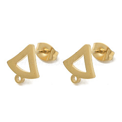 Ion Plating(IP) 304 Stainless Steel Stud Earring Findings, Triangle, Golden, 10.5x9mm, Hole: 1.2mm, Pin: 0.7x11mm(STAS-I206-21G)