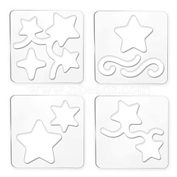 Acrylic Earring Handwork Template, Card Leather Cutting Stencils, Square, Clear, Star Pattern, 152x152x4mm, 4 styles, 1pc/style, 4pcs/set(TOOL-WH0152-012)