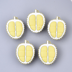 PVC Plastic Big Pendants, Durian, Yellow, 50x38x20.5mm, Hole: 1.8mm(X-SIL-T054-05)