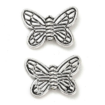 Tibetan Style Alloy Beads, Cadmium Free & Lead Free, Butterfly, Antique Silver, 10x14x2.5mm, Hole: 1.2mm, about 1639pcs/1000g