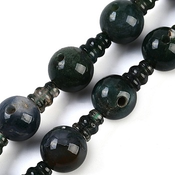 Natural Indian Agate 3-Hole Guru Beads Strands, for Buddhist Jewelry Making, T-Drilled Beads, Gourd, 26x16mm, Hole: 2mm and 3mm