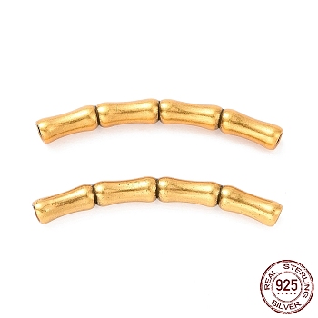 925 Sterling Silver Tube Beads, Bamboop-shaped with Textured, Antique Golden, 24x5x2.5mm, Hole: 1.4mm, about 20Pcs/10g