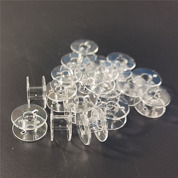 Transparent Plastic Bobbins, Sewing Thread Holders, for Sewing Tools, Clear, 20x10mm, Hole: 6mm, 200pcs/bag