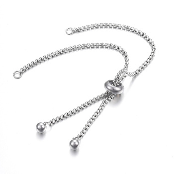 Adjustable 304 Stainless Steel Bracelet Making, Slider Bracelets, Stainless Steel Color, 9-1/2 inch(24cm), Hole: 2.5~3mm, Single Chain Length: about 12cm