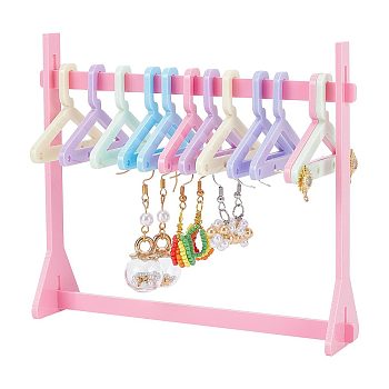 Elite 1 Set Hot Pink Opaque Acrylic Earring Display Stands, Clothes Hanger Shaped Earring Organizer Holder with 12Pcs Hangers, Hot Pink, Finish Product: 14x3.6x12cm