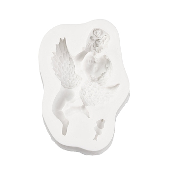 Cupid Angel Silicone Statue Molds, For DIY Cake Decoration, UV Resin & Epoxy Resin Craft Making, White, 90x58x17mm