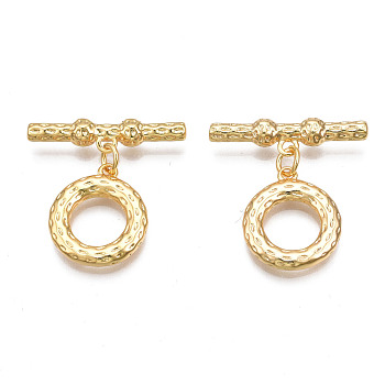 Brass Toggle Clasps, Cadmium Free & Nickel Free & Lead Free, Ring, Real 18K Gold Plated, 26mm long, Bar: 6x25x4.5mm, hole: 1.6mm, Jump Ring: 5x1mm, Inner Diameter: 3mm, Ring: 17.5x15x2.5mm, Hole: 1.6mm