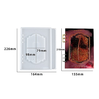 European Style A5 Binder Cover Quicksand Molds, DIY Food Grade Silicone Shaker Molds, Resin Casting Molds, Rectangle, 226x164x2mm