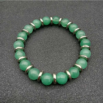 Round Natural Green Aventurine Beaded Stretch Bracelets for Women Men